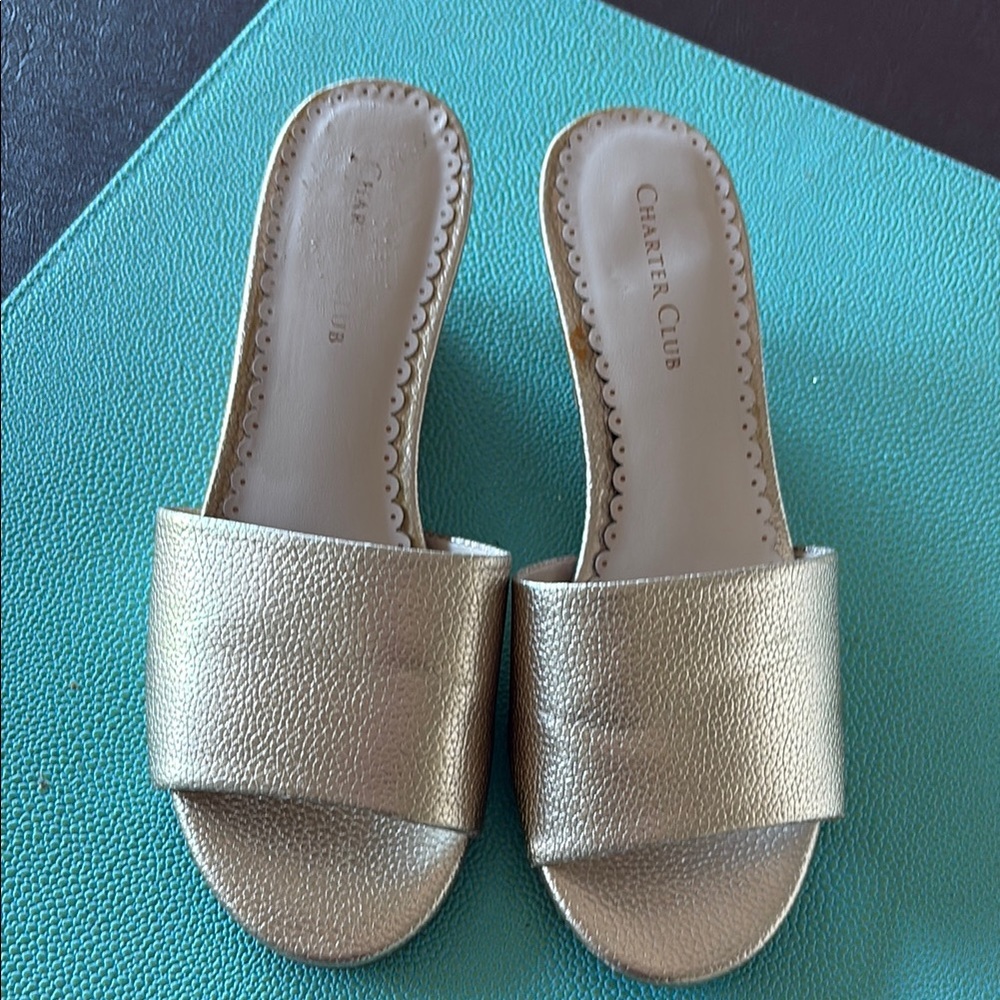 Charter Club Gold Women's Slide Sandals